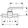 Draft [NO LONGER PRODUCED. REPLACEMENT: 94957] - Geberit Mapress ball valve with actuator lever, d 42 [Code number: 94947]