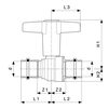 Draft VIEGA Easytop Ball valve, actuation lever T-​form, SC-Contur, bronze, press connectors, d 28 [Code number: 746407]