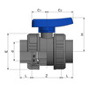 Draft EFFAST Double union ball valve plain socket, EPDM, d 16 [Code number: 4w0171 / BDRBVD0160]