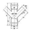 Draft Aquaviva Cross 45° socket, PVC-U, for pressure water supply, PN 10, d - 110 [Code number: 1w0072 / AQVKR11045]