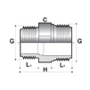 Draft COMER Nipptle, threaded connection, d - 1/2", d1 - 3/8", PVC-U, PN 16 [Code number: NR61020APVC]