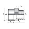 Draft COMER Coupling with male thread, d - 110, d1 - 4" (price on request) [Code number: AD22110LPVC]