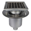 Photo ATT Drain MINI bicorporal, vertical, with siphon trap, mesh strainer and square grating, DN50 [Code number: Wm200/50V2]
