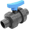 Photo COMER Ball valve with sleeve ends, PVC-U, d - 16, PN 16 [Code number: BVD15016PVC]