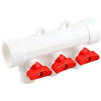 Photo RTP ALPHA PP-R Manifold with ball valve, red, white, d - 32, d1 - 20, 3 outlets [Code number: 28205]