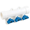 Photo RTP ALPHA PP-R Manifold with ball valve, blue, white, d - 32, d1 - 20, 3 outlets [Code number: 28203]