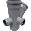 Photo RTP BETA Corner branch 45°, for non-pressure domestic sewage, for socket, PP, d - 110, d1 - 110, d2 - 50, d3 - 50 (л+т) [Code number: 36533]