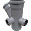 Photo RTP BETA Corner branch 45°, for non-pressure domestic sewage, for socket, PP, d - 110, d1 - 110, d2 - 50, d3 - 50 (п+т) [Code number: 36535]