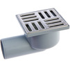 Photo RTP Drain horizontal not adjustable with stainless steel grating 100x100, with dry seal, grey, d - 50 [Code number: 11400 (RTP)]