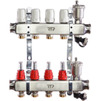 Photo RTP SIGMA Collector group with control valves, flow meters, air vents, check and drain valves, bracket (euroconus 3/4"), stainless steel SUS 304, d - 1", 11 outlets [Code number: 42503]