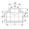 Draft RTP ALPHA PP-R Reducer T-piece, PN 25, white, d - 32, d1 - 25, d2 - 32 [Code number: 10769]
