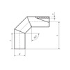 Draft AlphaPipe Bend welded 45-90° 3-segment, PE100, SDR 21, extension 160 mm, d90 [Code number: 7w0436]