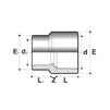 Draft COMER Reducer coupling (conical), PVC, for glue, d - 20, d1 - 16 [Code number: RS10020APVC]