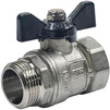 Photo RTP SIGMA Ball valve GOST, d - 1'', PN 40, female/male thread, brass, nickel-plated, butterfly handle [Code number: 49310 (RTP)]