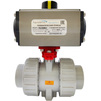 Photo COMER Ball valve CBVI30, d - 63, PN 16, with coupling ending, for glue, body CPVC, ball CPVC, sealing FPM, with pneumatic drive PAQ020DA, double action, Р control 6 bar [Code number: CBVI30063/PAQ020DA]
