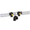 Photo Geberit Mepla elbow tap connector 90°, premounted, double, with drain pipe bracket and connection bend, d 20mm, Rp 1/2", L1 5.2cm [Code number: 602.783.00.5]