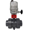 Photo COMER Ball valve BVI10, d - 90, PN 16, with coupling ending, for glue, body PVC-U, ball PVC-U, sealing EPDM, with electric drive EFM1H-035-220В AC, open/closed, response time 11 sec [Code number: BVI10090/EAQ-EFM1H-035-220В]
