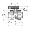 Draft COMER ball valve BVD40, coupling end, full ball, PVC-U, PN 16, d - 25 [Code number: BVD40025PVC]