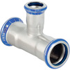 Photo [NO LONGER PRODUCED] - Geberit Mapress Stainless Steel T-piece, reduced, FKM, blue, d88,9-42-88,9 [Code number: 50398]