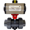 Photo COMER Ball valve BVI10, d - 75, PN 16, with coupling ending, for glue, body PVC-U, ball PVC-U, sealing EPDM, with pneumatic drive PAQ075SRK12, normally closed, Р control 6 bar [Code number: BVI10075/PAQ075SRK12(NC)]