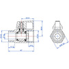 Чертеж Кран шаровый мини MVI, d - 1/2", PN 16, гайка штуцер, латунный [Артикул: BV.466.04]
