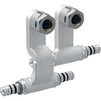 Photo Geberit Mepla set of connector T-pieces for inlet and return flow, with union connector for Euro cone, d 20mm, d1 15mm, d2 20mm [Code number: 612.361.22.7]