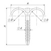 Draft Tatpolymer Double dowel hook, D - 16-32 (100mm) [Code number: 1d0517 / 15396]