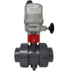 Photo COMER Ball valve BVI10, d - 75, PN 16, with coupling ending, for glue, body PVC-U, ball PVC-U, sealing EPDM, with electric drive EAQ-EFM1H-035-24В AC/DC open/closed, response time 8 sec [Code number: BVI10075/EAQ-EFM1H-035-24В AC/DC]