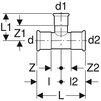 Draft Geberit Mapress T-piece reducing of carbon steel, d 15mm, d1 12mm, d2 15mm [Code number: 21202 (G)]