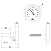 Чертеж Термометр аксиальный накладной MVI, диапазон измерений от 0°C до 120°C, диаметр корпуса 63 мм, длина пружины 52 мм [Артикул: ATS.63120.52]