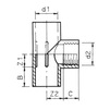 Draft Wavin PVC Pressure Pipe systems T-branch fitting 90° with female thread, PVC-U, PN10, d1 - 63, d2 - 2" [Code number: 20134915]