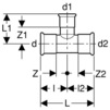 Draft Geberit Mapress CuNiFe T-piece, reduced, d108, d1 76,1 [Code number: 67269]