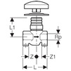 Чертеж Вентиль запорный Geberit Mepla GIS, с внутренней резьбой, d 1/2", L 8 см (цена по запросу) [Артикул: 602.011.00.1]