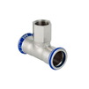Photo [NO LONGER PRODUCED] - Geberit Mapress Stainless Steel T-piece with female thread, FKM, blue, d76,1-Rp3/4-76,1 [Code number: 50437]