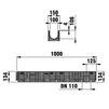 Draft Hauraton RECYFIX STANDARD 100 Combi article, type 01, with perforated grating "Elegance", galvanised, load class A 15, 1000x150x134 mm (price on request) [Code number: 41270]
