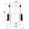 Draft Tatpolymer Reducer, D - 50, PP, gray, PVC-U/cast iron (steel) [Code number: 1d0825 / ТП-9/50 ПП]