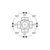 Фото Крестовина двухплоскостная шарова 88,5° Geberit HDPE, четверная, соединения 90° смещенные, d 160, d1 110 [Артикул: 369.610.16.1]
