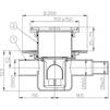 Draft Hutterer & Lechner Floor drain with cast iron grate frame 150x150mm/137x137mm, horizontal, DN40/50 [Code number: HL 300G]