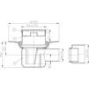 Draft Hutterer & Lechner Floor drain with flange, trap seal, cut-to-size grate frame, horizontal, DN75/110 [Code number: HL 72.1N]