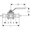 Draft [NO LONGER PRODUCED. REPLACEMENT: 92103] - Geberit Mapress ball valve, NPW, with actuator lever, flanged, d 28 [Code number: 90968]