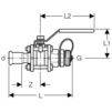 Draft [NO LONGER PRODUCED. REPLACEMENT: 92132] - Geberit Mapress CuNiFe ball valve, NPW, with actuator lever and hose connector, flanged, RA 22-3/4 [Code number: 92033]