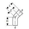 Draft Geberit Mapress Copper bend 45° with plain end, FKM, d 15 [Code number: 52242]