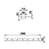 Draft Hauraton DACHFIX STEEL Channel type 75 with mesh grating MW 30/10, stainless steel, 1000x115x75 mm (price on request) [Code number: 61322]