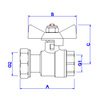 Draft VALTEC Ball valve with union nut, Rp-Rp, d - 1/2"x3/4" [Code number: VT.241.N.0405]