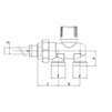 Чертеж Узел инжекторный VALTEC для подключения радиатора, тип исполнения 50%, G - 1/2", F - 3/4" [Артикул: VT.022.N.E04050]