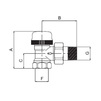 Чертеж Клапан термостатический VALTEC для радиатора, угловой, с преднастройкой (KV 0,1-0,6), d - 1/2" [Артикул: VT.037.N.04]