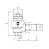 Чертеж Клапан термостатический VALTEC повышенной пропускной спос-ти, угловой, d - 3/4" [Артикул: VT.033.N.05]