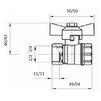Draft VALTEC Ball valve STANDARD, butterfly handle, female-female, d - 1/2" [Code number: VT.122.G.04]
