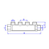 Draft VALTEC Linear manifold with male connections, 4 outlets, d 3/4", d1 1/2" [Code number: VTc.500.N.0504]