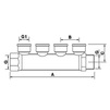 Draft VALTEC Linear manifold with female connections, 4 outlets, d - 3/4", d1 - 1/2" [Code number: VTc.550.N.0504]